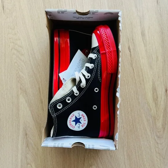 ❤️Converse Men Shoes Sz 11 Comme Des Garçons Play Chuck 70 Hi Black Red A01793C