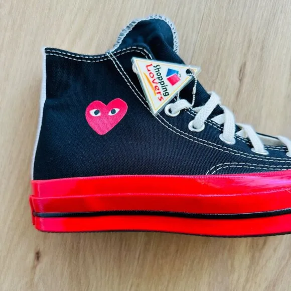 ❤️Converse Men Shoes Sz 11 Comme Des Garçons Play Chuck 70 Hi Black Red A01793C