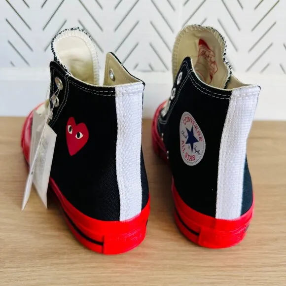 ❤️Converse Men Shoes Sz 11 Comme Des Garçons Play Chuck 70 Hi Black Red A01793C