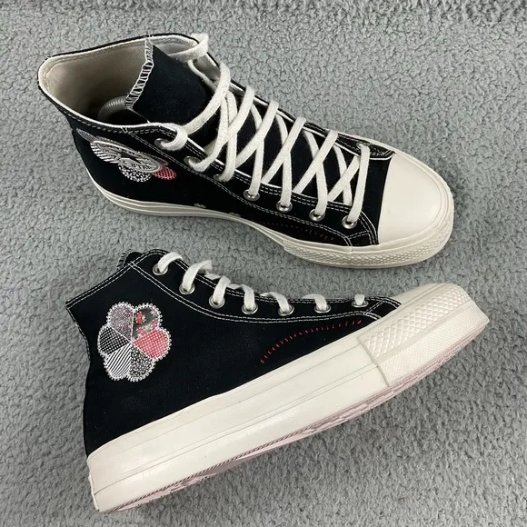Converse Shoes 10 Chuck Taylor Lift Hi Crafted Patchwork All Star Flower Patch