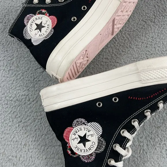 Converse Shoes 10 Chuck Taylor Lift Hi Crafted Patchwork All Star Flower Patch