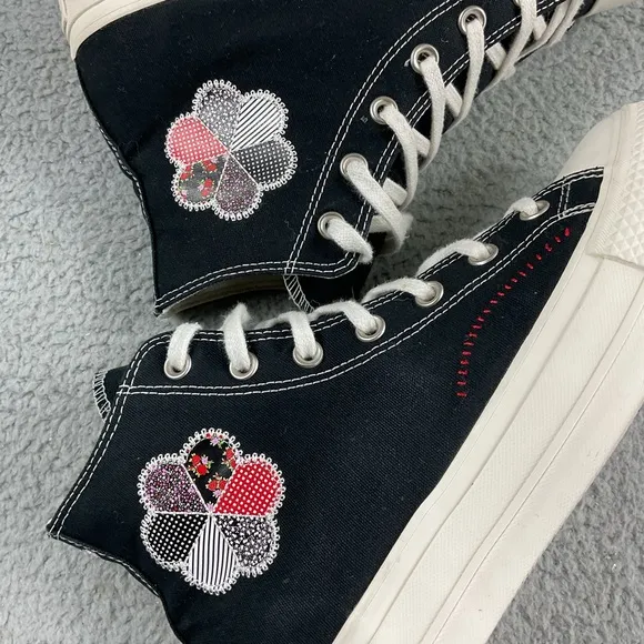 Converse Shoes 10 Chuck Taylor Lift Hi Crafted Patchwork All Star Flower Patch