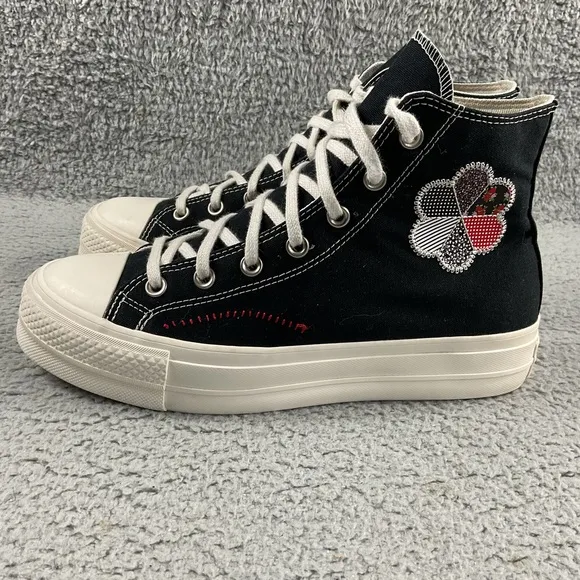 Converse Shoes 10 Chuck Taylor Lift Hi Crafted Patchwork All Star Flower Patch