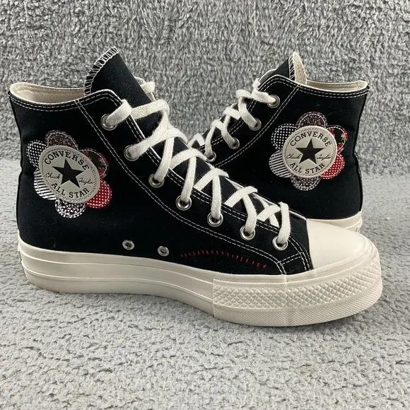 Converse Shoes 10 Chuck Taylor Lift Hi Crafted Patchwork All Star Flower Patch