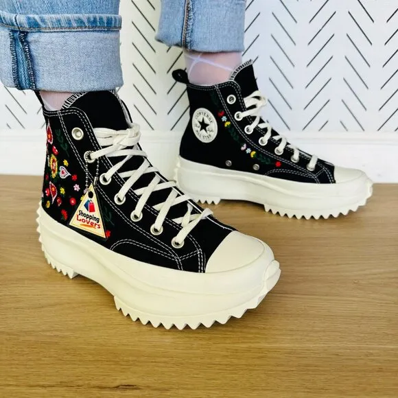 ⭐Converse Sz 11 Women's Shoes Run Star Hike Platform Floral Embroidery A02192C