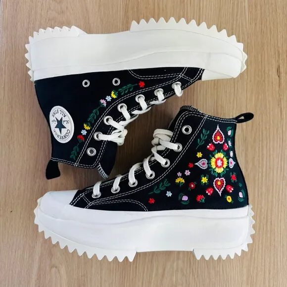 ⭐Converse Sz 11 Women's Shoes Run Star Hike Platform Floral Embroidery A02192C