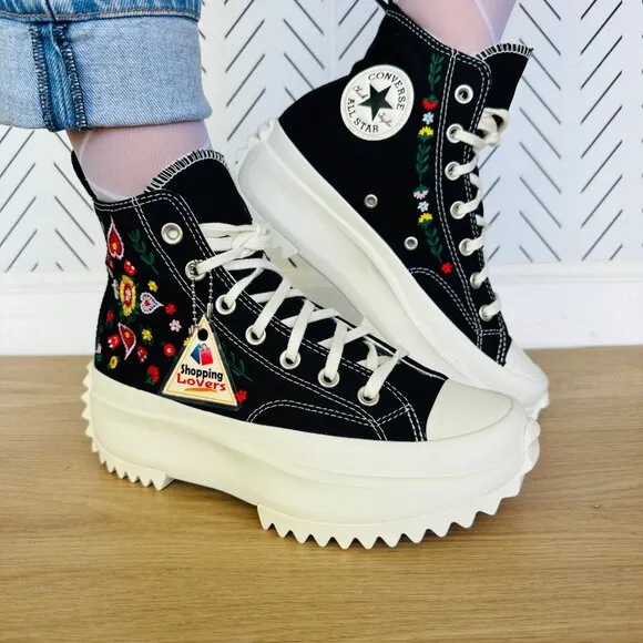 ⭐Converse Sz 11 Women's Shoes Run Star Hike Platform Floral Embroidery A02192C