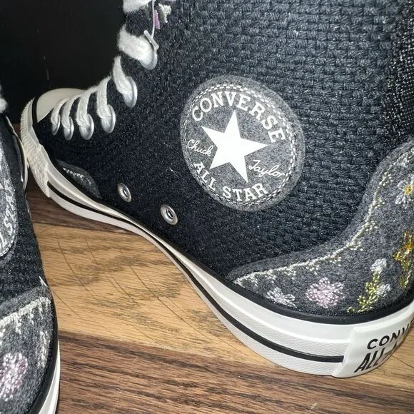 Converse Women Chuck Taylor All Star Hi Woven Autumn Embroidery A05066C Black 7