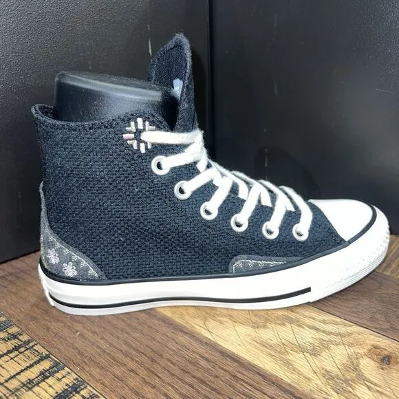 Converse Women Chuck Taylor All Star Hi Woven Autumn Embroidery A05066C Black 7