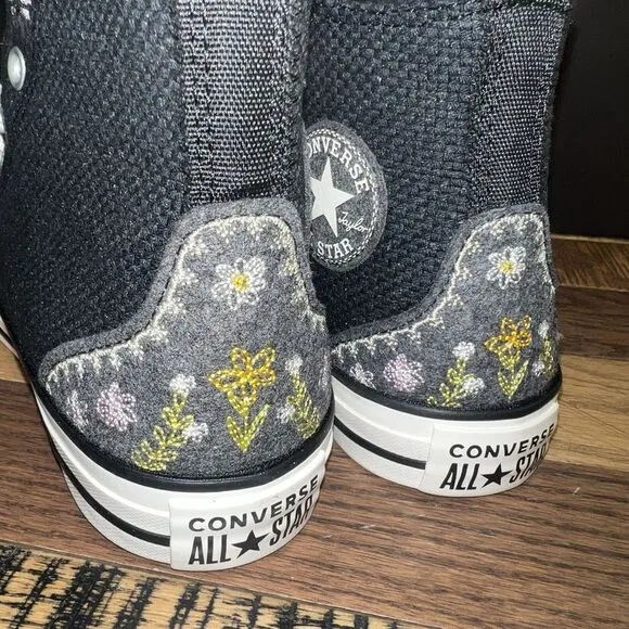 Converse Women Chuck Taylor All Star Hi Woven Autumn Embroidery A05066C Black 7