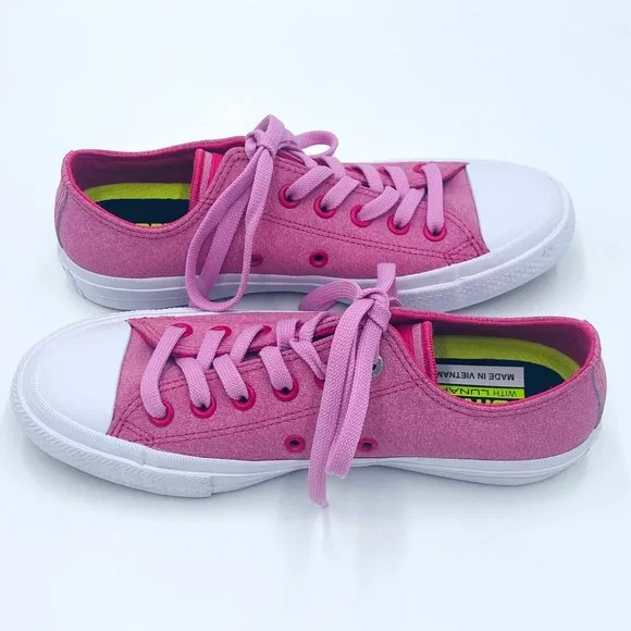 Converse Womens Chuck Taylor All Star II Lunarlon Pink/White Sneakers Shoes Sz 7