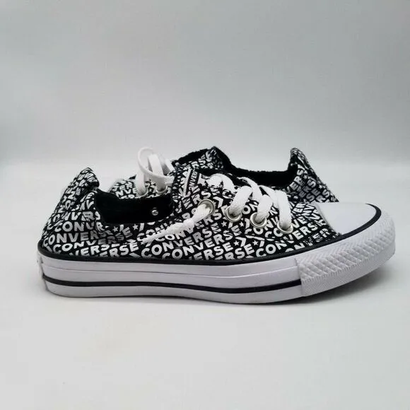 Converse Womens CTAS Shoreline Black White Wordmark Sneaker Shoes Size 5