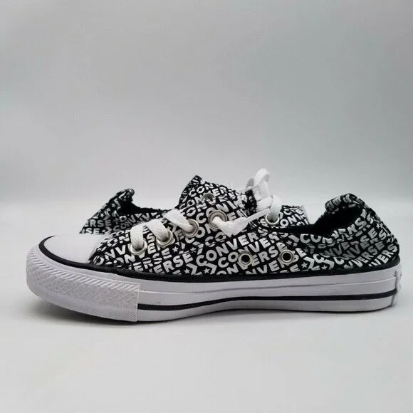 Converse Womens CTAS Shoreline Black White Wordmark Sneaker Shoes Size 5