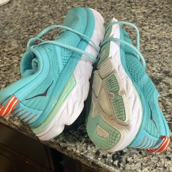 COPY - Hoka Bondi 7 Running Shoes Cushioned Walking Sneakers  Blue Womens 9D Wi…