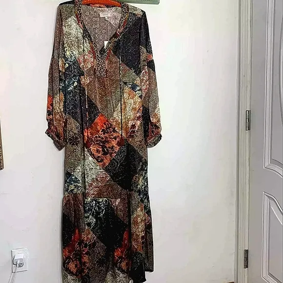 COPY - NWT Johnny Was 💯% SILK Boho Tiered Long Sleeve Maxi Dress, XS