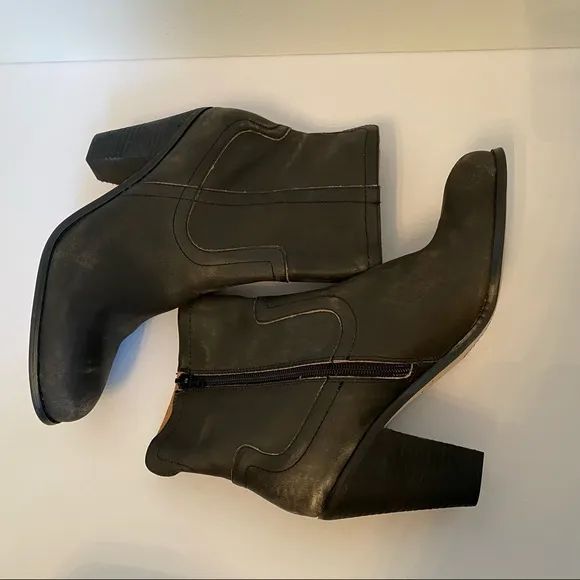 CORSO COMO NEW SHOES BOOTS ANKLE BLACK GRAY LEATHER DISTRESSED SIZE 9.5 M NWOT