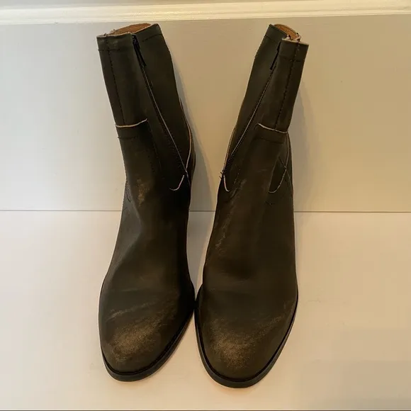 CORSO COMO NEW SHOES BOOTS ANKLE BLACK GRAY LEATHER DISTRESSED SIZE 9.5 M NWOT