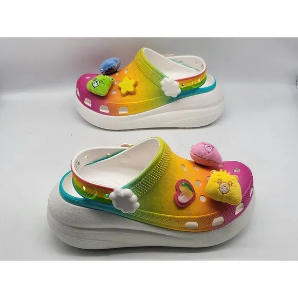 Crocs Care Bears Crush Clog Light-Up Rainbow Womens Size 7 Shoes