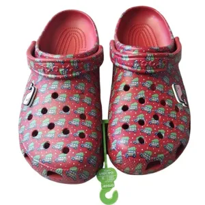 Crocs Clogs Women 12 Man 10 Red Vineyard Vines Holiday Christmas Comfy Vacation