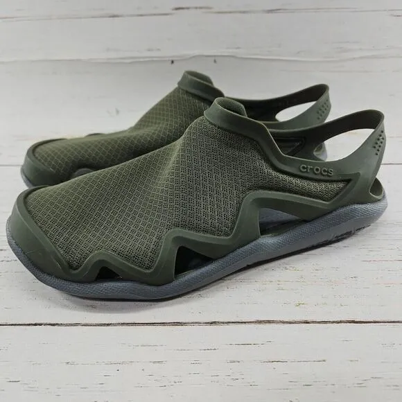 Crocs Mens 8‎ Swiftwater Mesh Wave Sandals Shoes Green Outdoor Slip On 205701