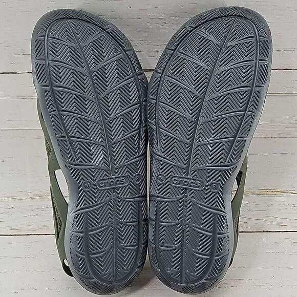 Crocs Mens 8‎ Swiftwater Mesh Wave Sandals Shoes Green Outdoor Slip On 205701