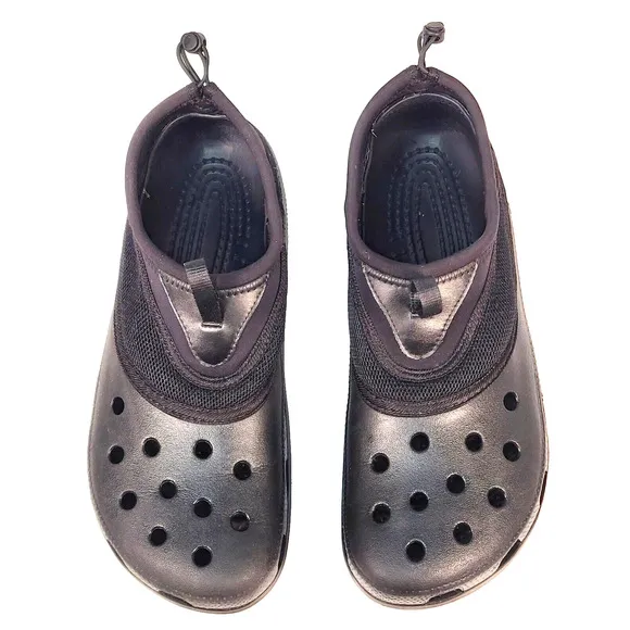 CROCS Men's Size 11 Black Mesh Upper Slip-On Hiking Water Shoes Sandals Clogs