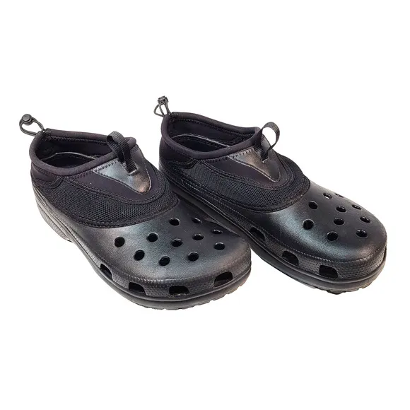 CROCS Men's Size 11 Black Mesh Upper Slip-On Hiking Water Shoes Sandals Clogs