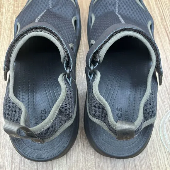 Crocs Swiftwater Sandals Brown Hook and Loop Outdoor Water Mesh Men’s Size 12