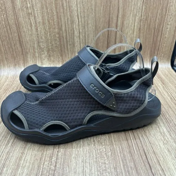 Crocs Swiftwater Sandals Brown Hook and Loop Outdoor Water Mesh Men’s Size 12