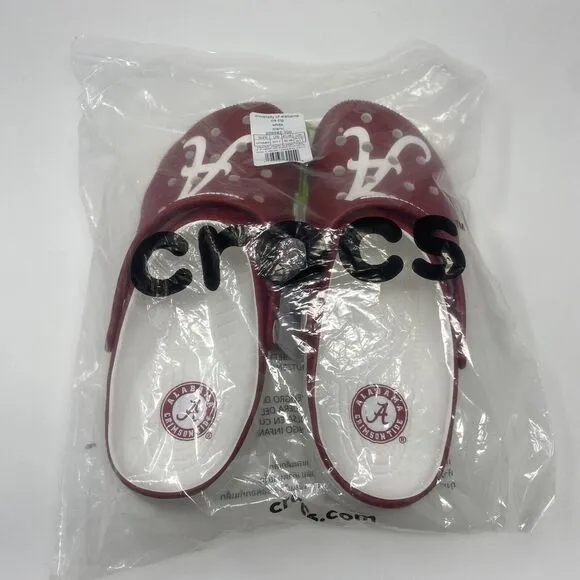 Crocs University of Alabama Crimson Tide Classic Clogs Red White Bama Mens Sz 11