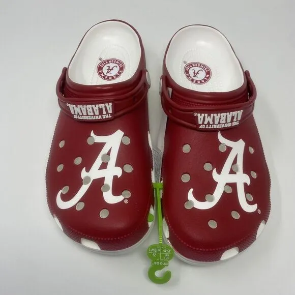 Crocs University of Alabama Crimson Tide Classic Clogs Red White Bama Mens Sz 11