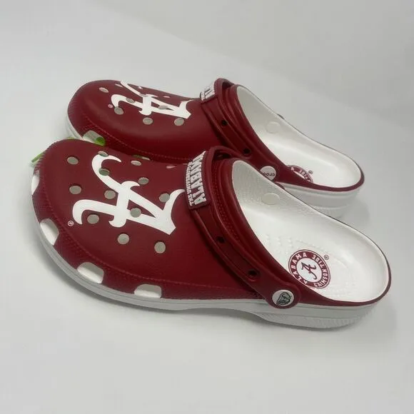 Crocs University of Alabama Crimson Tide Classic Clogs Red White Bama Mens Sz 11