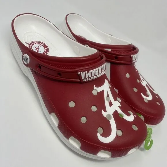 Crocs University of Alabama Crimson Tide Classic Clogs Red White Bama Mens Sz 11