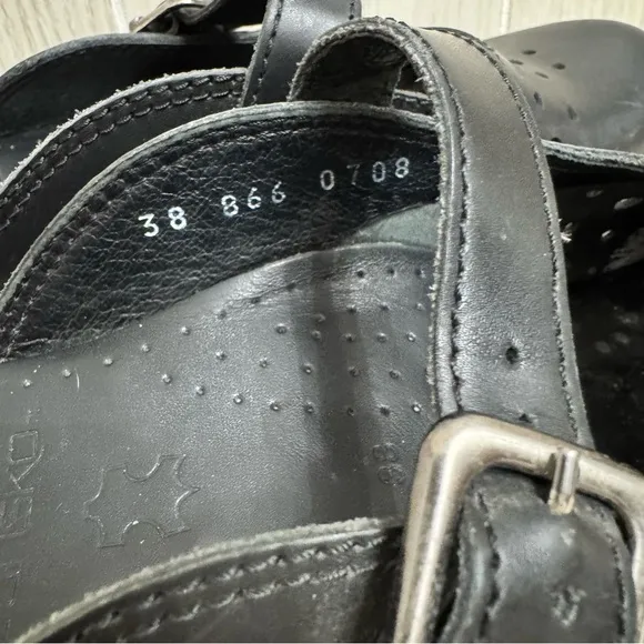 Dansko Black Leather Mary Jane Slip On Buckle Mule Clog Comfort Work Nursing 38