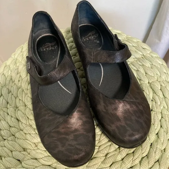 Dansko Black Opal Leopard Print Mary Jane Comfort Shoes