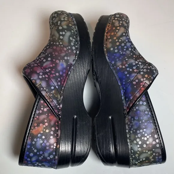 Dansko Clogs Women’s 37 Black Multicolor Platform Mules Comfort Nursing Shoes