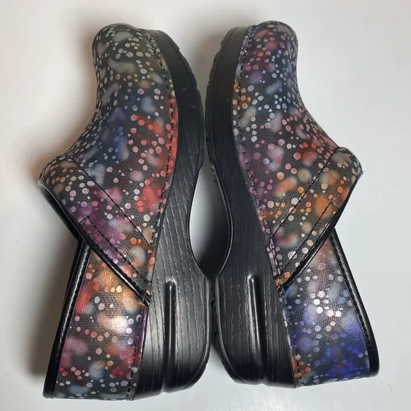 Dansko Clogs Women’s 37 Black Multicolor Platform Mules Comfort Nursing Shoes