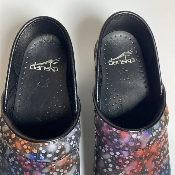 Dansko Clogs Women’s 37 Black Multicolor Platform Mules Comfort Nursing Shoes