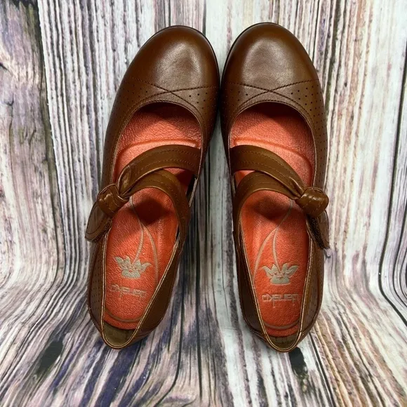 Dansko Cognac Leather Deidra Mary Jane Comfort Shoes