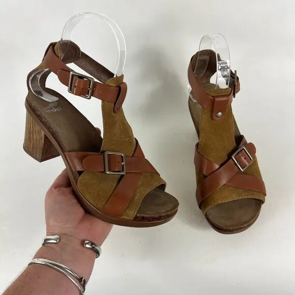 Dansko Dominique Strappy Sandals Women's 6.5 Brown Leather Block Heel 9552981500