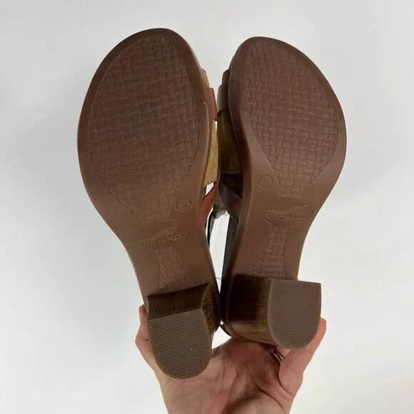 Dansko Dominique Strappy Sandals Women's 6.5 Brown Leather Block Heel 9552981500