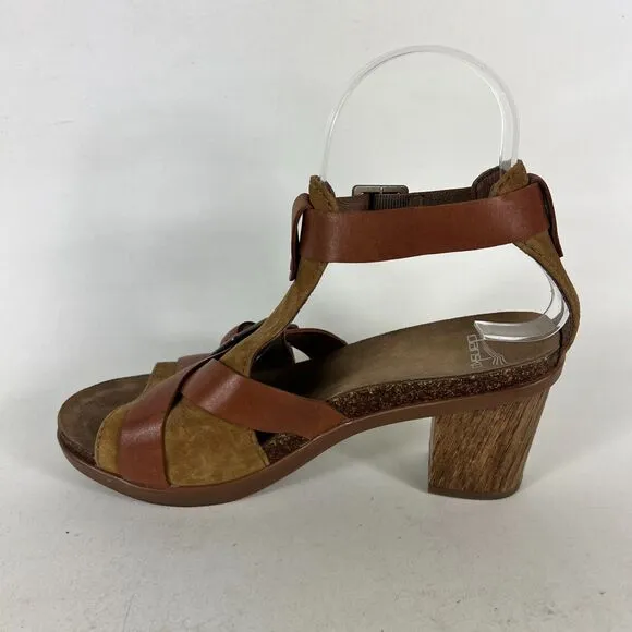 Dansko Dominique Strappy Sandals Women's 6.5 Brown Leather Block Heel 9552981500