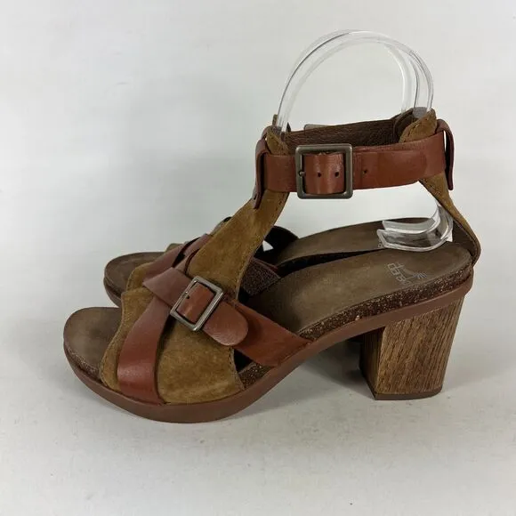 Dansko Dominique Strappy Sandals Women's 6.5 Brown Leather Block Heel 9552981500