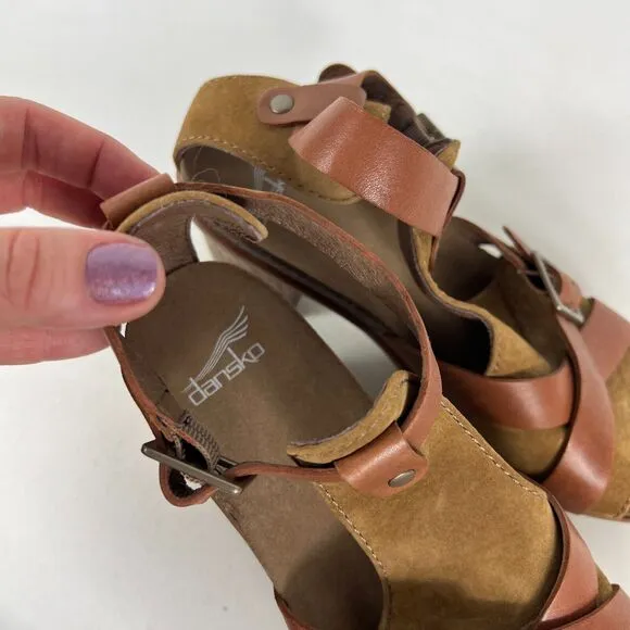 Dansko Dominique Strappy Sandals Women's 6.5 Brown Leather Block Heel 9552981500