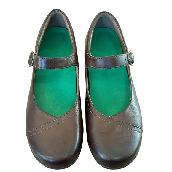 Dansko Fawna Mary Janes Comfort Shoes 7 US 37 EU Brown Minimalist Preppy Nurse