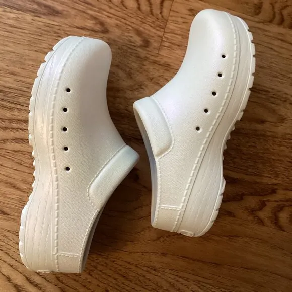 Dansko Kane Lightweight Molded EVA Backless Clog Shoes Pearl Iridescent White 36