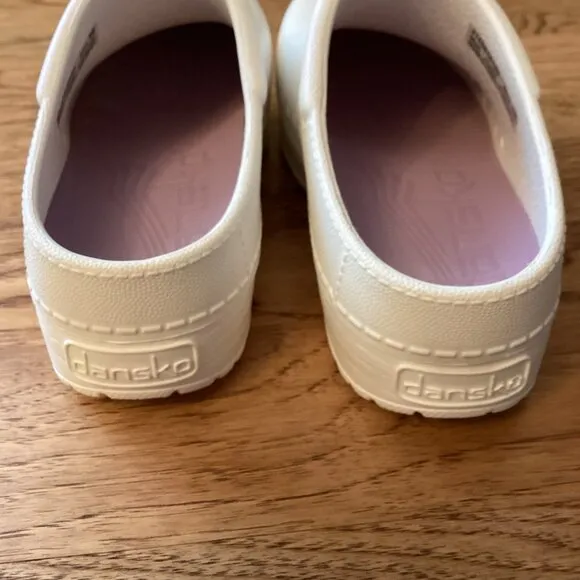 Dansko Kane Lightweight Molded EVA Backless Clog Shoes Pearl Iridescent White 36