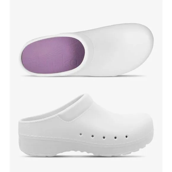 Dansko Kane Lightweight Molded EVA Backless Clog Shoes Pearl Iridescent White 36