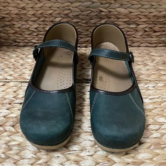 Dansko Marcelle Pro Maryjane Clogs Emerald‎ Green Leather