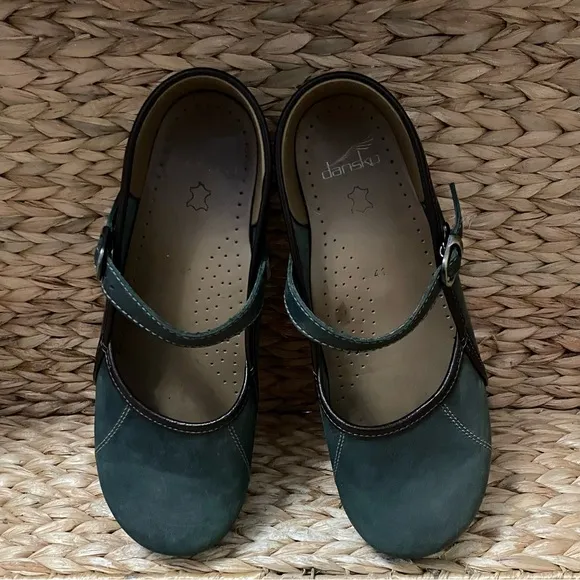 Dansko Marcelle Pro Maryjane Clogs Emerald‎ Green Leather